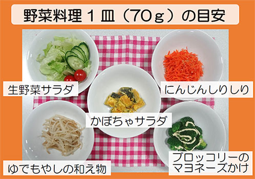 野菜料理1皿（70g）の目安イメージ