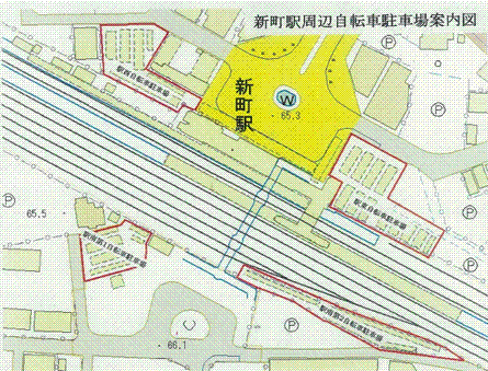 新町駅自転車駐車場地図