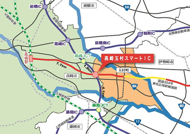 高崎玉村スマートインターチェンジ設置位置図の画像