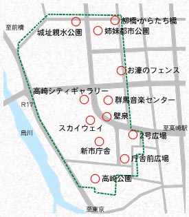 高崎城址地区の地図