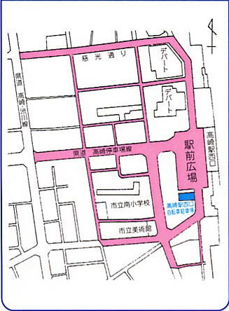 高崎駅西口周辺自転車等放置禁止区域地図