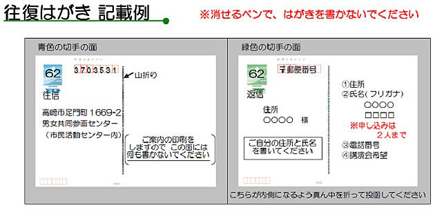 往復はがき記載例