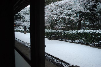 浴室から見える雪景色