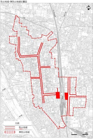 防火地域及び準防火地域の画像