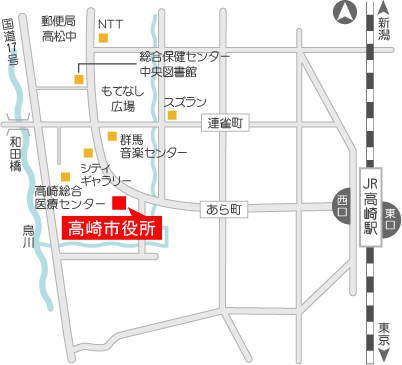 高崎市役所所在地図