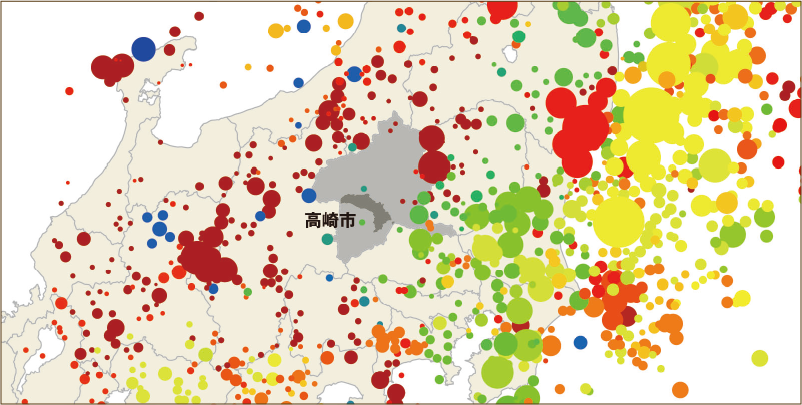 ［図：地震の少ない高崎市］