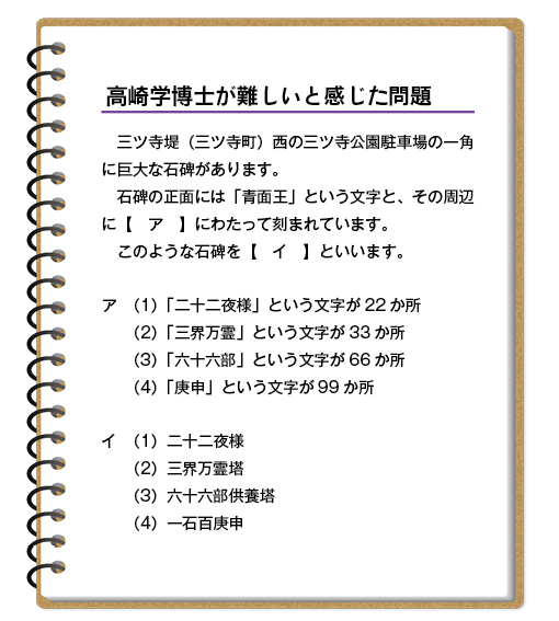 高崎学博士が難しいと感じた問題　問題内容省略