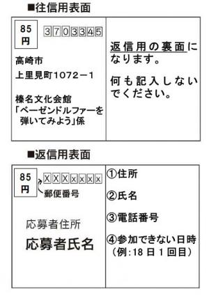 往復はがき　ベーゼンドルファー申し込み