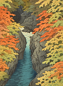 川瀬巴水《吾妻峡》 1943(昭和18)年　版元・渡邊木版美術画舗蔵