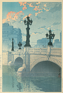 川瀬巴水《日本橋(夜明)》東海道風景選集 1940(昭和15)年　版元・渡邊木版美術画舗蔵