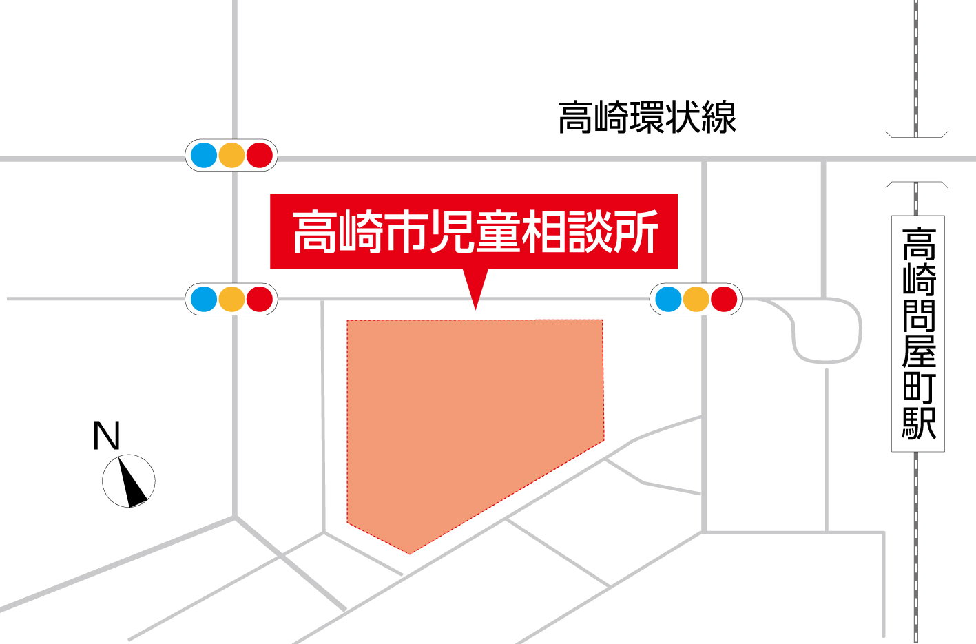 高崎市児童相談所の地図