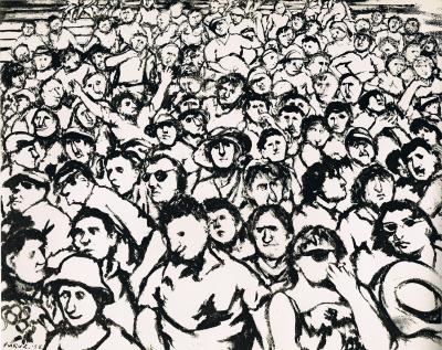 福沢一郎「陽なたの観衆」