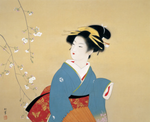 上村松園 《櫻がり図》 1940-44年頃　株式会社ヤマタネ蔵