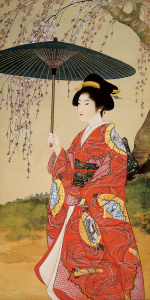 寺崎広業 《美人観花》 1904年　株式会社ヤマタネ蔵