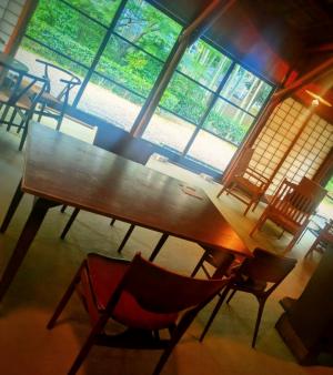 居間から眺める庭園