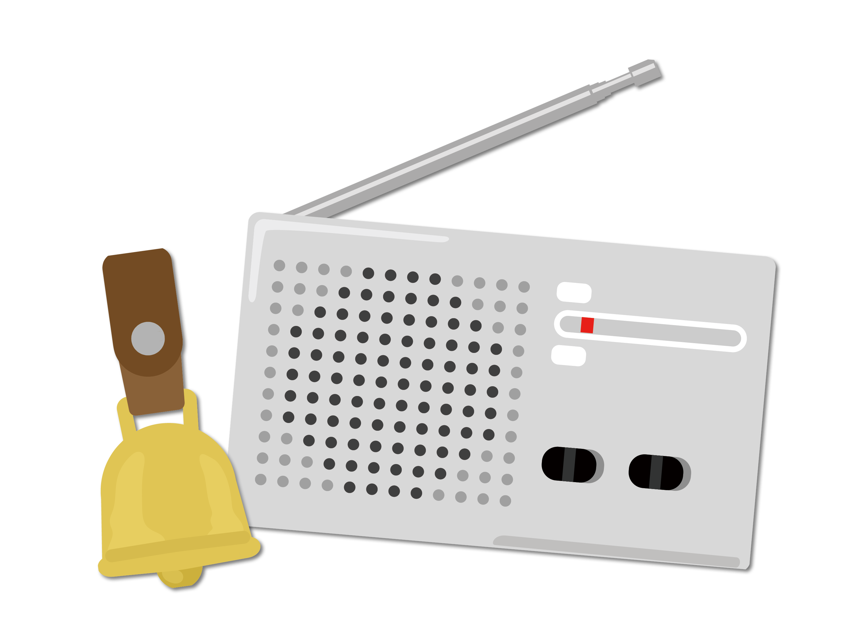 クマ鈴とラジオのイラスト