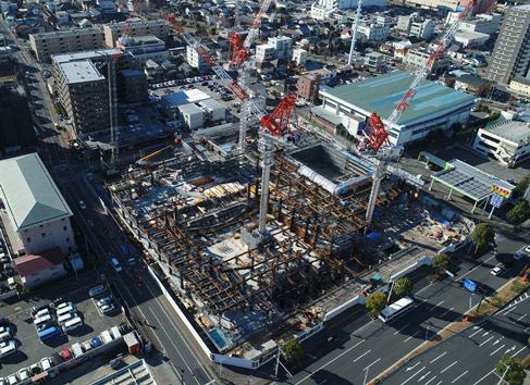 地上（1階）躯体工事(ドローン)