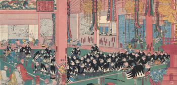 歌川国芳《仮名手本忠臣蔵／大星良金ヲ始四十余人の義士本意を達し万昌山円覚寺引取焼香図（部分）》　高崎市タワー美術館蔵