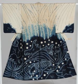 「龍門鯉模様」浅舞絞り木綿着物（江戸時代）