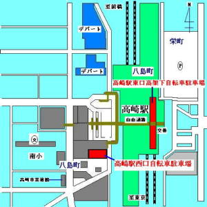 高崎駅西口自転車駐車場地図