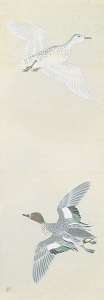 小茂田青樹《睡鴨・飛鴨》（左隻）1929年 株式会社ヤマタネ蔵