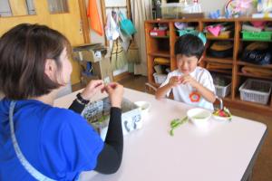 枝豆の鞘剥きの様子７